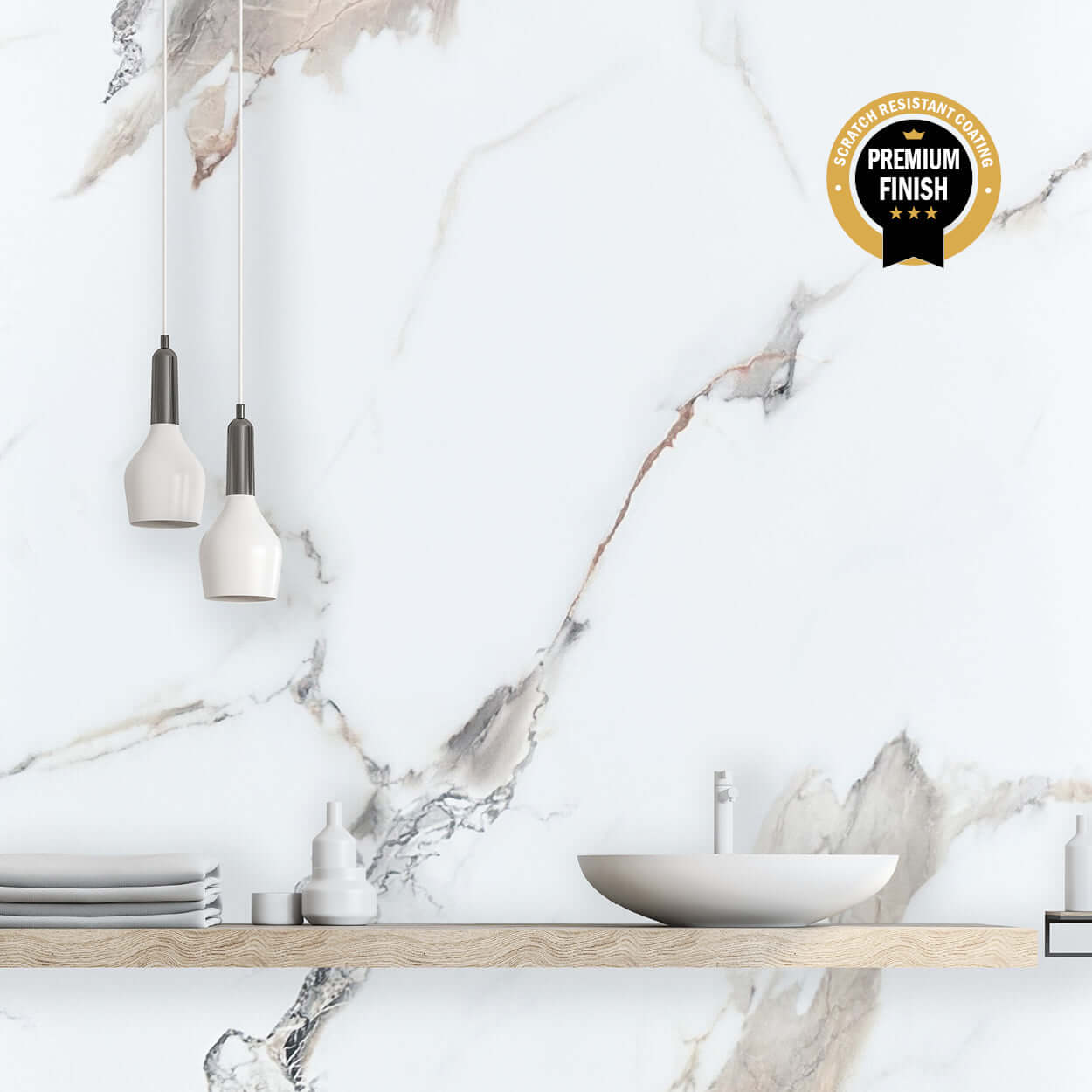 10mm Calacatta Marble Ultra Matt Shower Panel 1M x 2.4M
