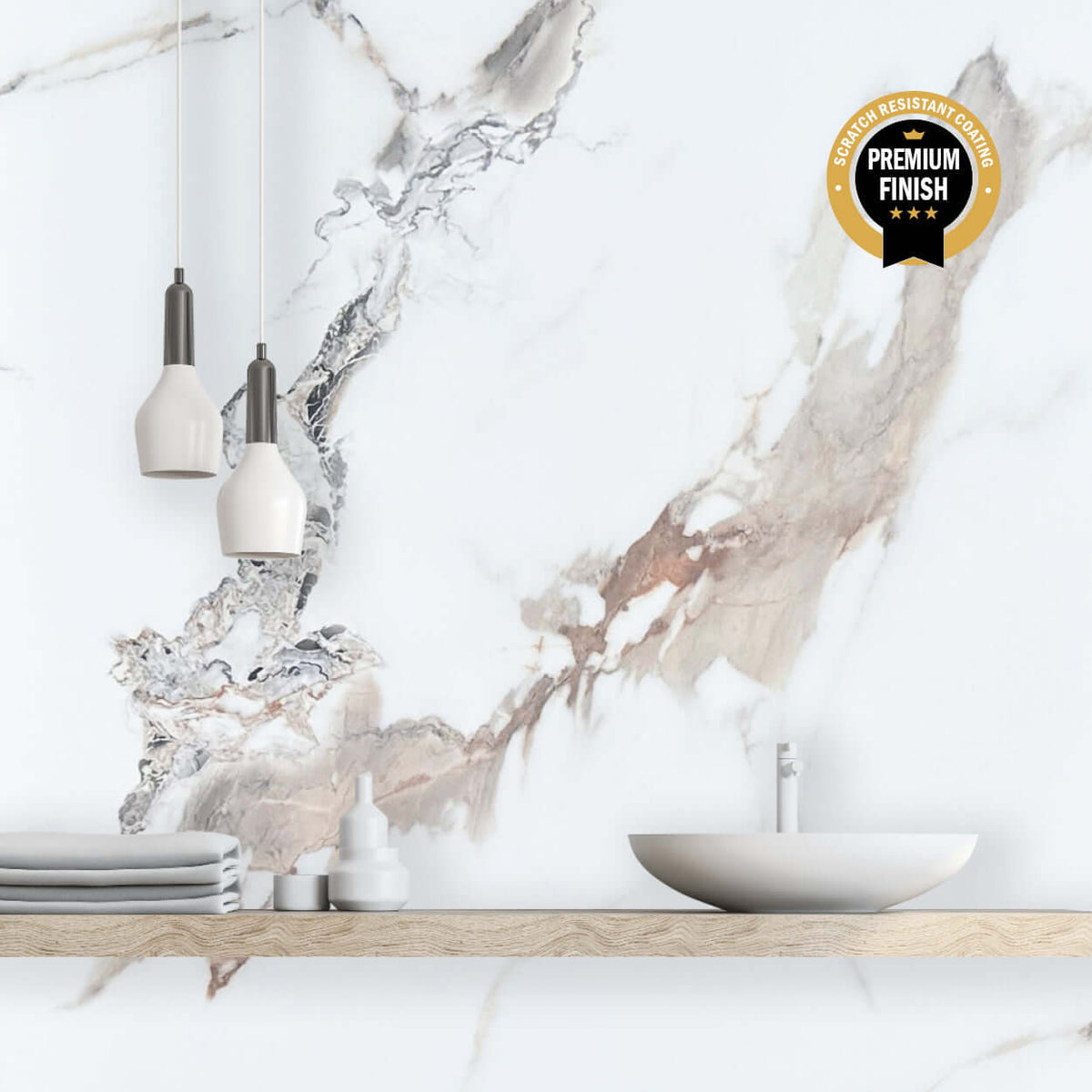 10mm Calacatta Marble Ultra Matt Shower Panel 1M x 2.4M