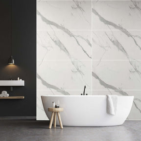 10mm Large Tile Carrara Marble Matt Shower Panel 1M x 2.4M
