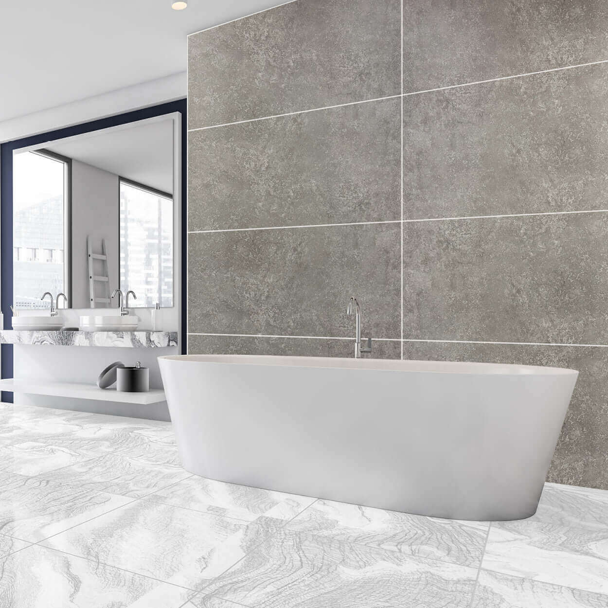 10mm Large Tile Light Concrete Matt Shower Panel 1M x 2.4M