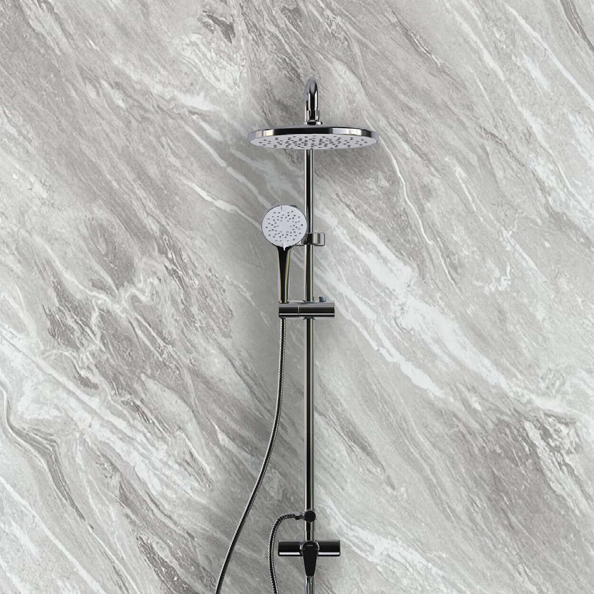 10mm Light Grey Marble Gloss Shower Panel 1M x 2.4M