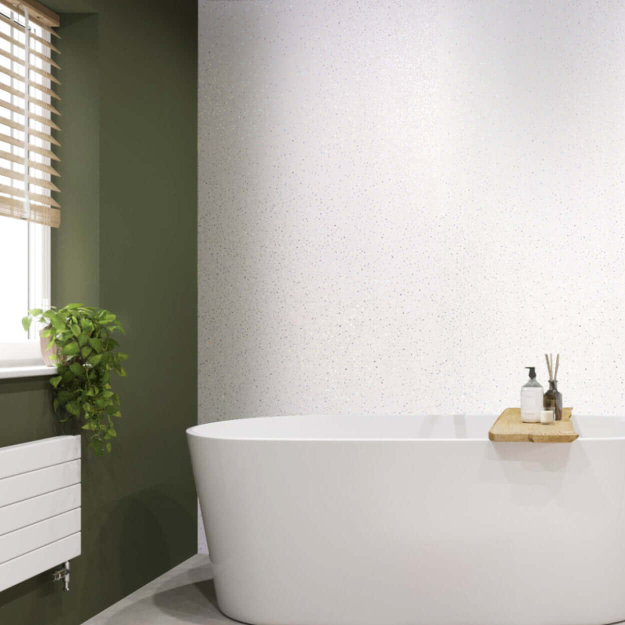 10mm Platinum White Sparkle Gloss Shower Panel 1M x 2.4M
