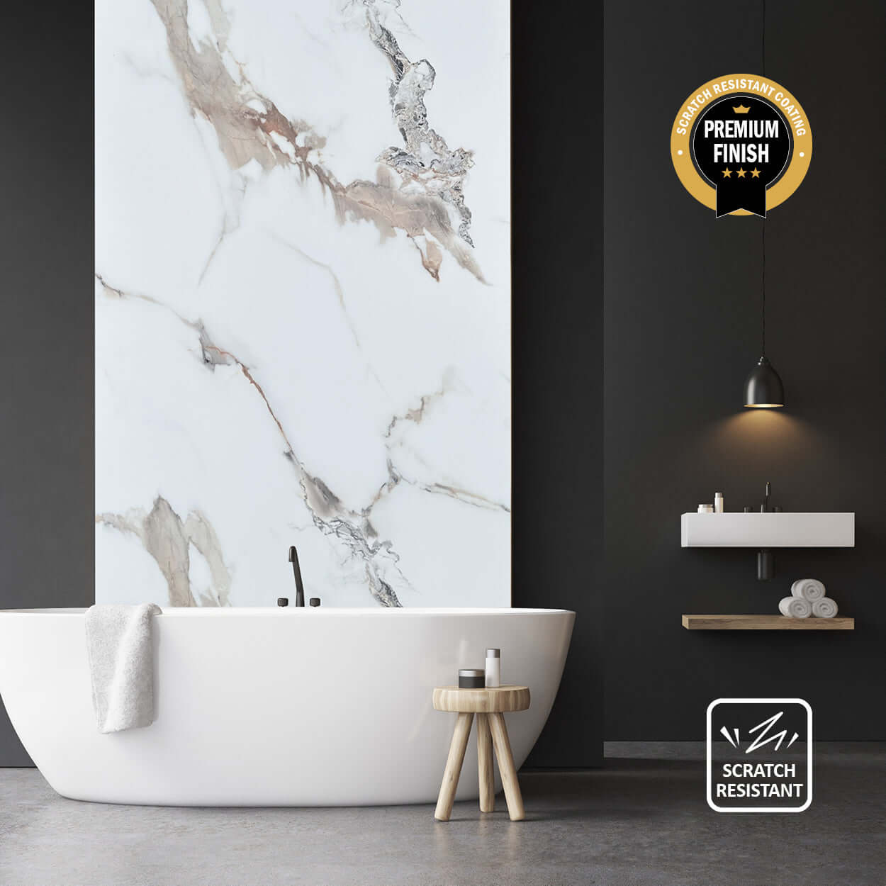 10mm Calacatta Marble Ultra Matt Shower Panel 1M x 2.4M
