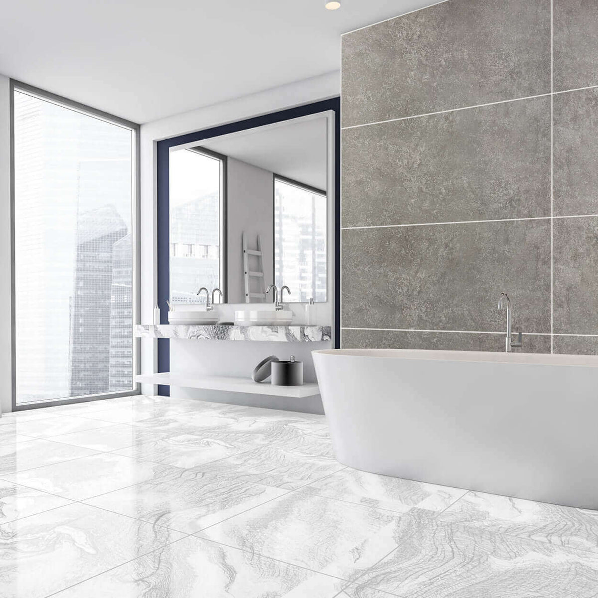 10mm Large Tile Light Concrete Matt Shower Panel 1M x 2.4M