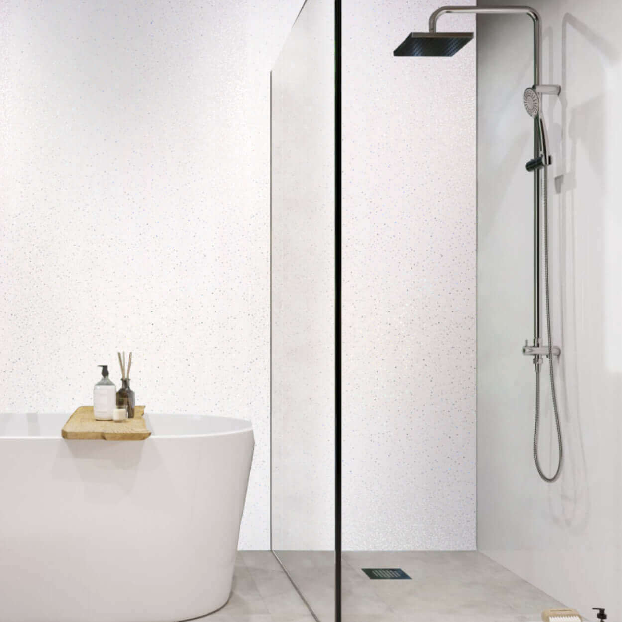 10mm Platinum White Sparkle Gloss Shower Panel 1M x 2.4M