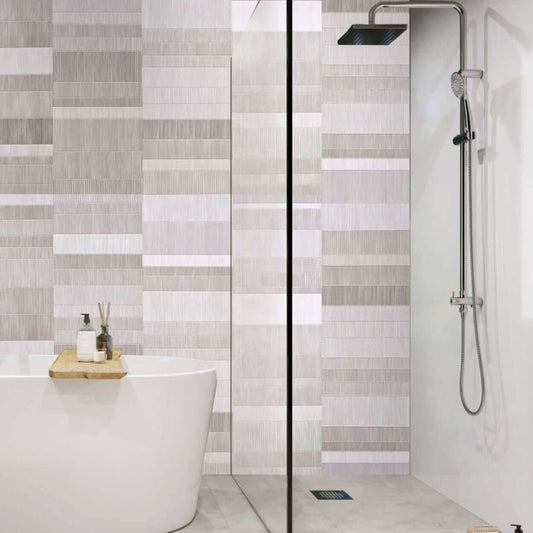 8mm Light Grey Mosaic Bathroom Wall Panel 2.6M