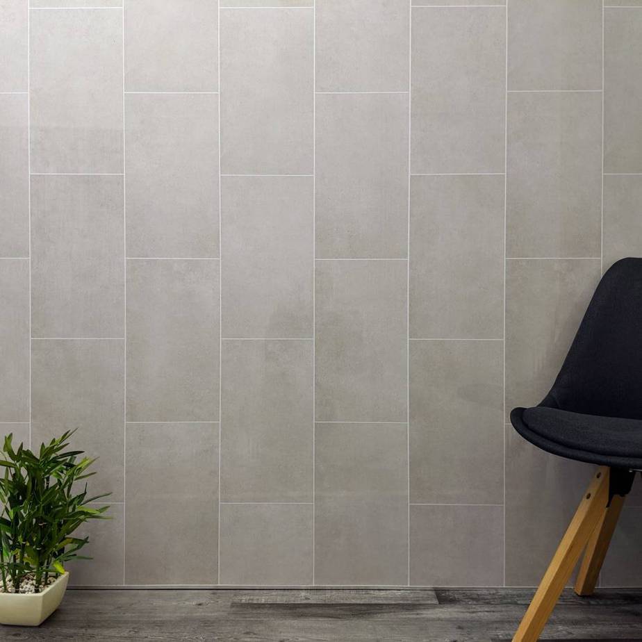8mm Klasic Grey Tile Effect Bathroom Wall Panel 2.6M