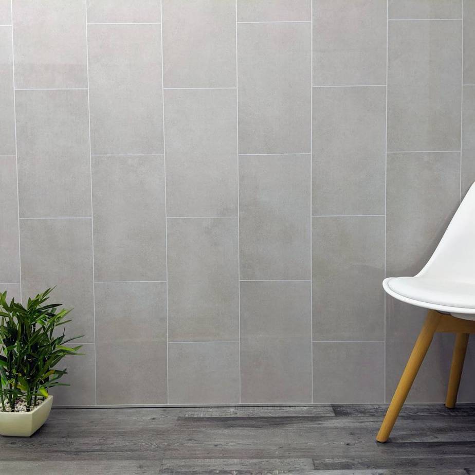 8mm Klasic Grey Tile Effect Bathroom Wall Panel 2.6M