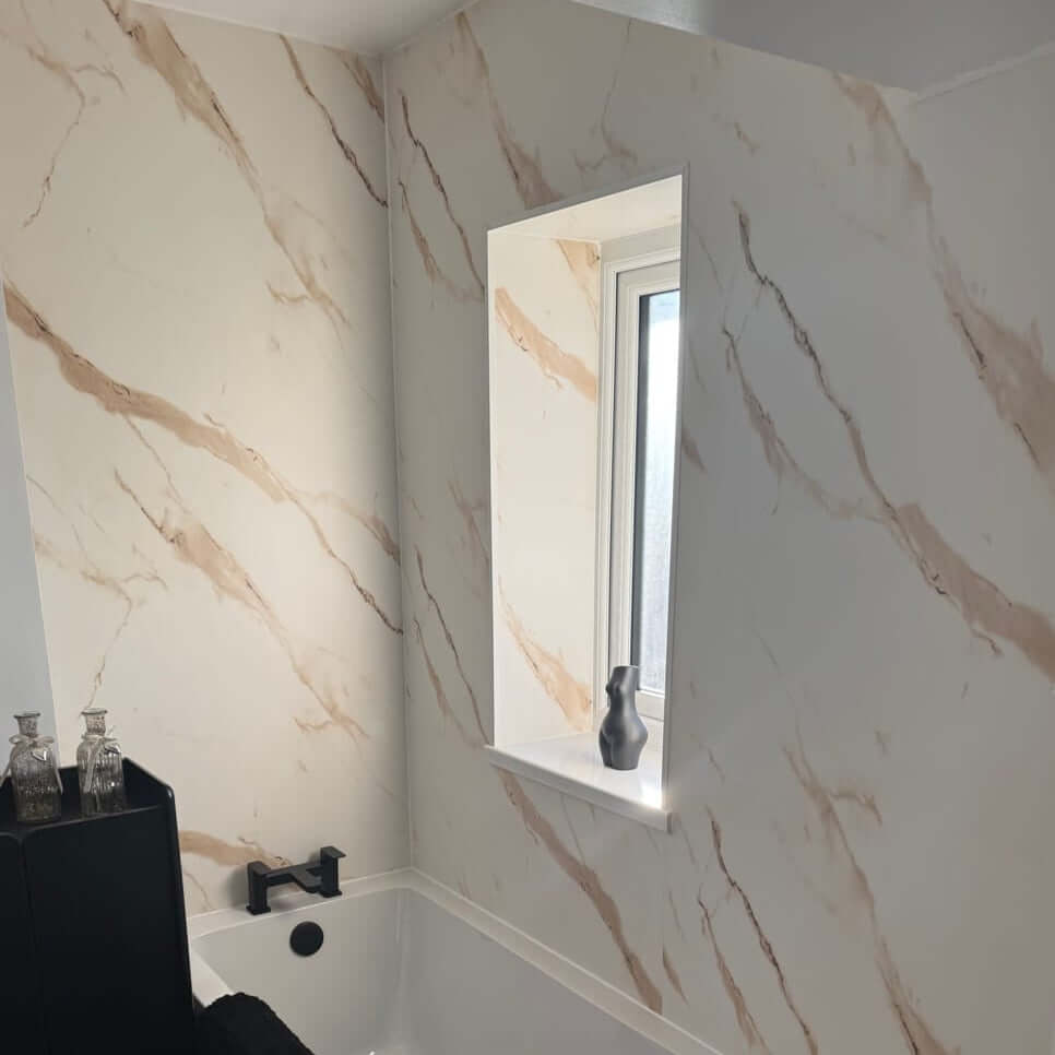 10mm Gold Marble Matt Shower Panel 1M x 2.4M