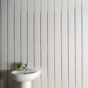 8mm White Gloss With 2 Chrome Strip Wall & Ceiling Panel 2.6M