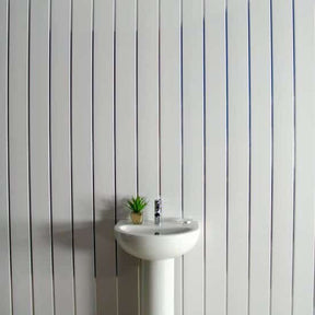 8mm White Gloss With 2 Chrome Strip Wall & Ceiling Panel 2.6M