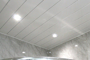8mm White Gloss With 2 Chrome Strip Wall & Ceiling Panel 2.6M