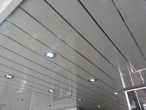 8mm White Gloss With 2 Chrome Strip Wall & Ceiling Panel 2.6M