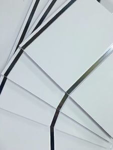 8mm White Gloss With 2 Chrome Strip Wall & Ceiling Panel 2.6M