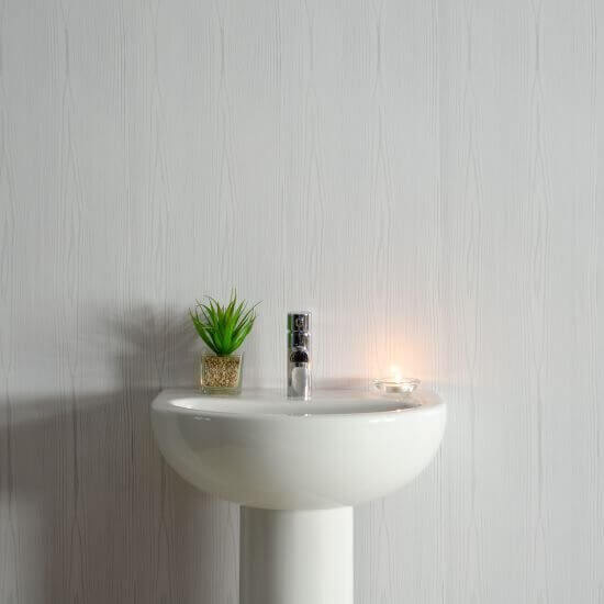 8mm White Wood Matt Bathroom Wall & Ceiling Panel 2.6M